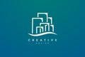 Minimalist and flat city building logo design. Simple and modern vector design for your business brand or product Royalty Free Stock Photo