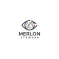 Minimalist flat design Merlon Eye Wear logo design