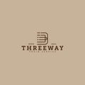 Minimalist flat design THREEWAY exit logo design Royalty Free Stock Photo