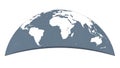 Minimalist flat design world map illustration on curved grey horizon background Royalty Free Stock Photo