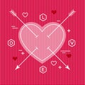 Minimalist flat hipster Valentine heart design