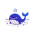 Minimalist Flat Icon of a Blue Whale