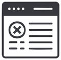 Minimalist flat icon of a browser window displaying an error message or rejection symbol Royalty Free Stock Photo