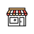Simple Flat Icon of a Storefront with Striped Awning shop retail Royalty Free Stock Photo