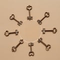 Vintage Keys in Circular Arrangement AI Generated Royalty Free Stock Photo