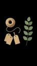 Minimalist Flat Lay of Eco-Friendly Crafting Essentials: Twine, Kraft Tags, and Eucalyptus Sprig Royalty Free Stock Photo