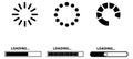 Minimalist flat loading indicators set featuring assorted spinner icons and progress bars for web and application design Royalty Free Stock Photo
