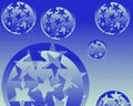 Minimalist Floating Blue Star Clusters on Gradient Background Royalty Free Stock Photo