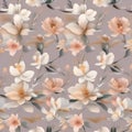 Minimalist floral pattern with delicate blossoms in soft shades Stylish and versatile background for textile or stationery desig