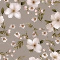 Minimalist floral pattern with delicate blossoms in soft shades Stylish and versatile background for textile or stationery desig