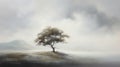 Serene Scottish Landscape: Digital Painting Of A Lone Tree