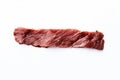 Minimalist Food: Single Strip of Dried Beef on White Background