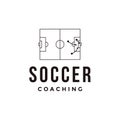 Minimalist Football soccer sport team club league logo with coaching tactic strategy concept icon vector
