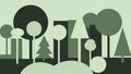 Minimalist Forest Landscape Illustration with Geometric Trees and Soft Green Tones Royalty Free Stock Photo