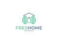 Minimalist fresh home logo with leaves