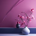 Minimalist Fuchsia Background With Rendered Vase And Japanese Influence