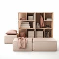 Minimalist Furniture: Light Pink And Light Bronze Room With Wardrobes