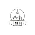 minimalist furniture logo vector illustration design, line art furniture logo