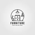 Minimalist furniture logo vector illustration design, line art furniture logo