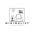 Minimalist Furniture Sofa Logo Vector Illustration Design Line Art
