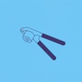Minimalist Garlic Press Illustration on Blue Background Royalty Free Stock Photo