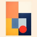 Minimalist Geometric Art: Blue Rectangle In Orange And Red Royalty Free Stock Photo