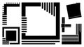Minimalist geometric flat design corner frames and decorative elements bold black vector close up layout high contrast composition Royalty Free Stock Photo