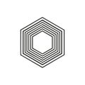 Minimalist geometric hexagon pattern of nested shapes forming an abstract vector graphic on white Royalty Free Stock Photo