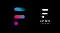 Minimalist geometric letter F, bold rounded icon style, futuristic cyber logotype for digital tech branding, EDM event