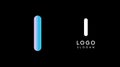 Minimalist geometric letter I, bold rounded icon style, futuristic cyber logotype for digital tech branding, EDM event