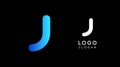 Minimalist geometric letter J, bold rounded icon style, futuristic cyber logotype for digital tech branding, EDM event