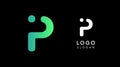 Minimalist geometric letter P, bold rounded icon style, futuristic cyber logotype for digital tech branding, EDM event
