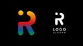 Minimalist geometric letter R, bold rounded icon style, futuristic cyber logotype for digital tech branding, EDM event