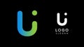 Minimalist geometric letter U, bold rounded icon style, futuristic cyber logotype for digital tech branding, EDM event