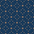 Minimalist geometric seamless pattern with small squares. Deep blue and orange Royalty Free Stock Photo