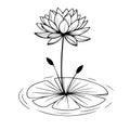 minimalist geometric water lily tattoo, water lily line art, easy water lily drawing for kids