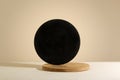 Minimalist geometry shape wooden scene. Abstract minimal empty stage with wooden circle. Mockups display for product presentation.