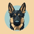 Minimalist German Shepherd Vector Illustration On Beige Background