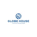 minimalist GLOBE HOUSE building circle Logo design Royalty Free Stock Photo