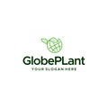 Minimalist GLOBE PLANT world leaves logo design