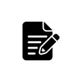 Minimalist Glyph Paper with Pencil Writing Edit Icon Document Symbol Royalty Free Stock Photo