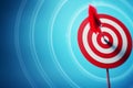 Minimalist goal reaching concept of arrow hitting a target