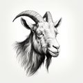 Minimalist Goat Head Engraving Illustration With Intense Gaze Royalty Free Stock Photo