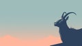 Minimalist Goat Silhouette With Mountain Background