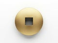 Minimalist golden circular object with central square cutout Royalty Free Stock Photo