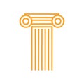 Minimalist golden Greek Ionic column vector icon ancient architecture element Royalty Free Stock Photo