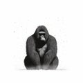 Minimalist Gorilla Illustration In Monochromatic Style