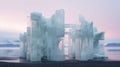 Minimalist Gothic Architecture In Jokulsarlon Surreal Ice Structure On A Beach