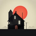 Minimalist Gothic House Illustration With Bauhaus Inspiration