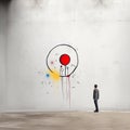 Minimalist Graffiti Art A Red Doodle On Canvas Wall